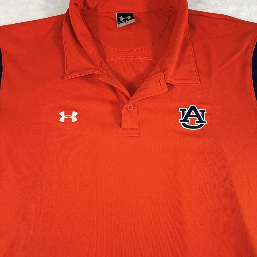 Auburn Tigers Polo Shirt Men's Sz XL Orange NCAA Under Armour Golf Performance - Picture 2 of 9